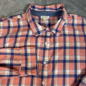 Talbots Button Up Shirt Size 2xL Womens Pink Blue PlaidTop Blouse Cotton